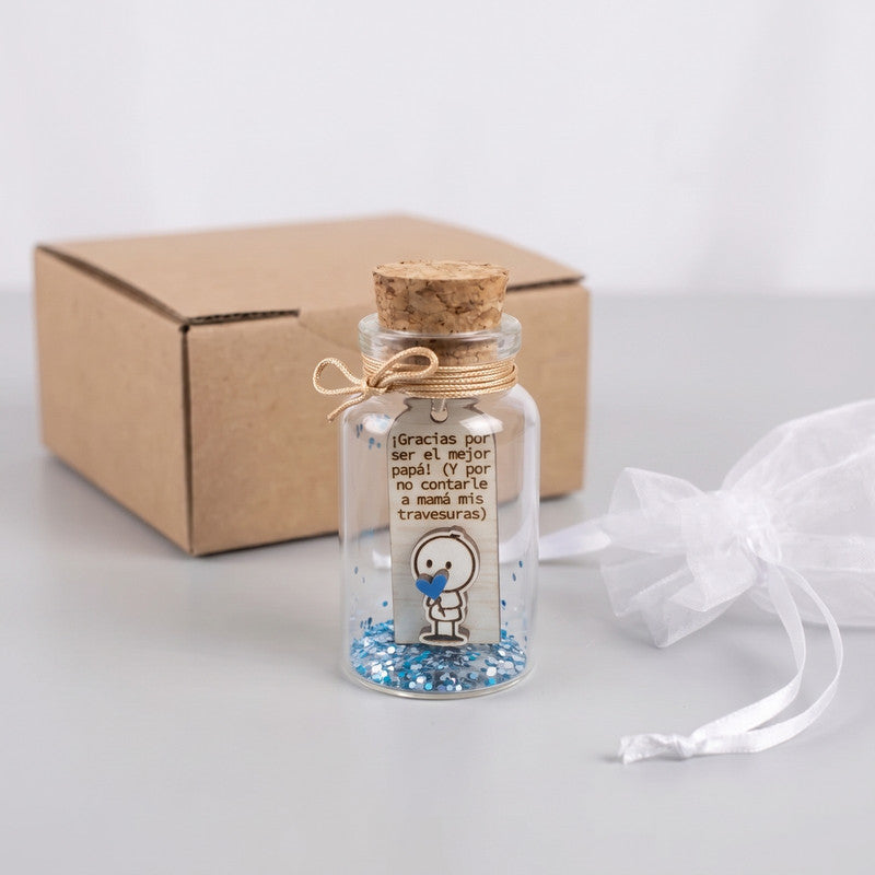 Mini Botellita con Mensaje para Papá - Regalo Día del Padre