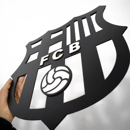 Escudo Barcelona negro con relieves blancos en MDF 40x40cm