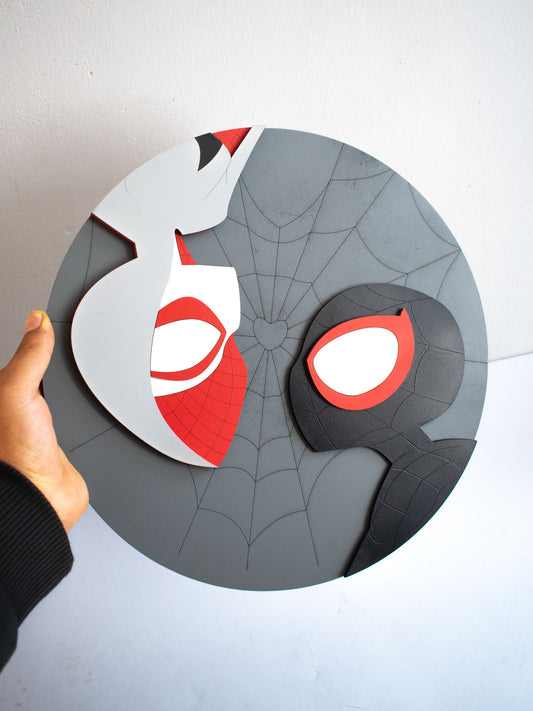 Cuadro Personalizado de Spiderman Miles Morales y Gwen Stacy en MDF