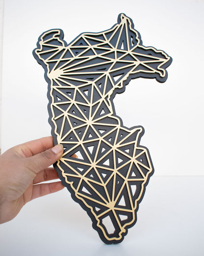 Cuadro Mapa del Perú negro y dorado en madera MDF