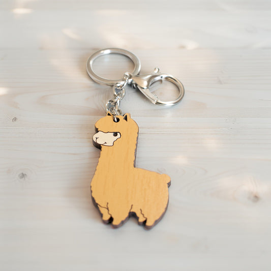 Llavero Alpino con diseño de Alpaca en madera MDF haya