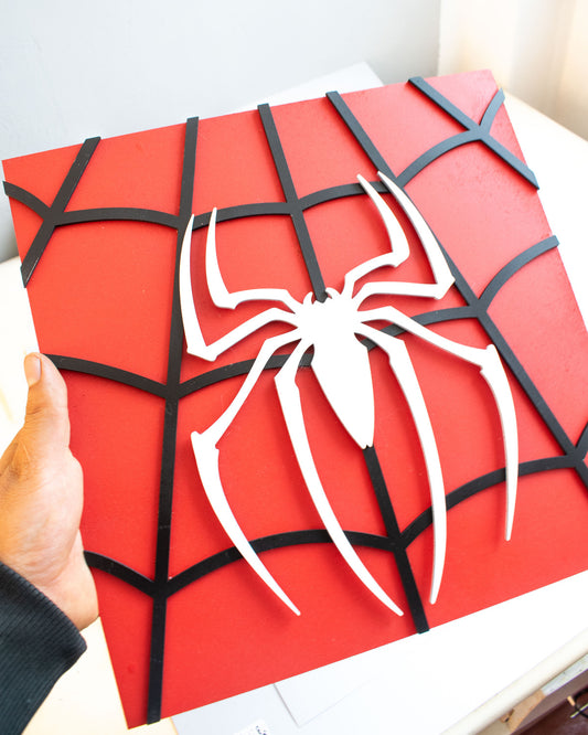 Logo 3D de Spiderman Rojo y Negro en MDF 