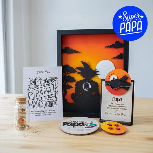 Cuadro Papá e Hijo en relieve 3D negro