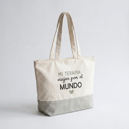 Totebag Alpino Mi terapia, viajar por el mundo