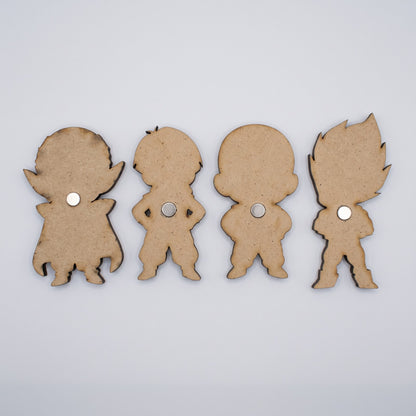 Pack de 4 Imanes 3D Goku Niño y Esfera del Dragón en Madera MDF