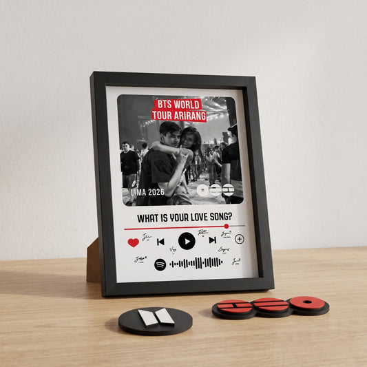 Cuadro Personalizado con Foto y Código Escaneable | Edición BTS Conmemorativa + 2 Imanes 3D