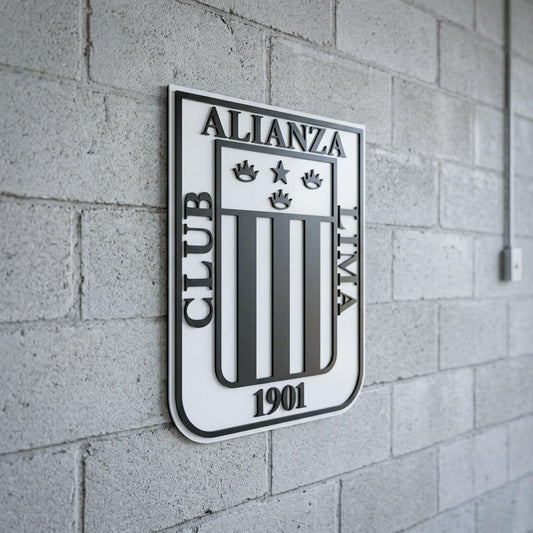 Cuadro Logo Alianza Lima con fondo blanco y relieve 20x30cm