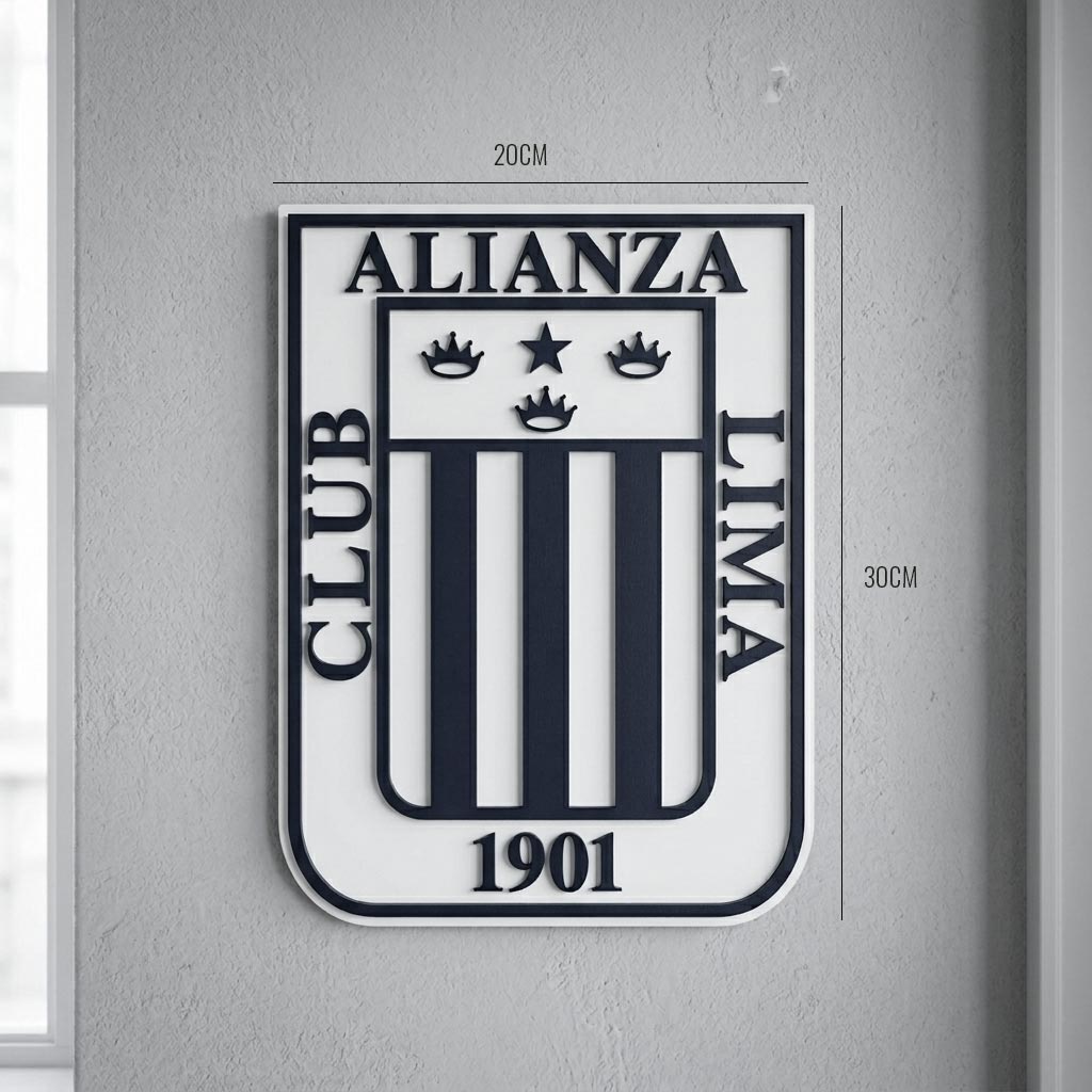 Cuadro Logo Alianza Lima con fondo blanco y relieve 20x30cm