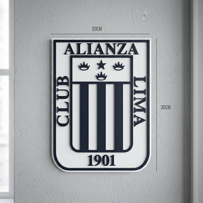 Cuadro Logo Alianza Lima con fondo blanco y relieve 20x30cm