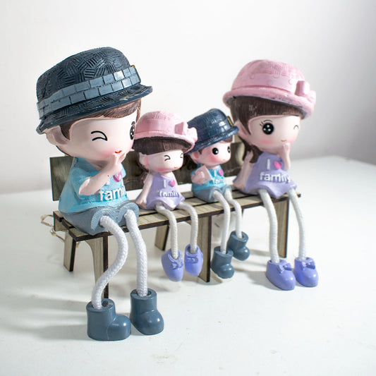 Figura Decorativa Familia en Banco de MDF Personalizable - Adorno Hogar
