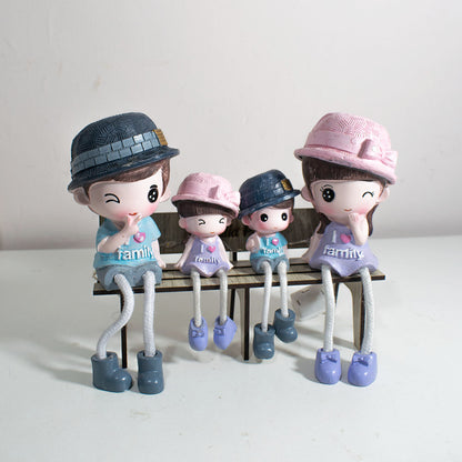 Figura Decorativa Familia en Banco de MDF Personalizable - Adorno Hogar