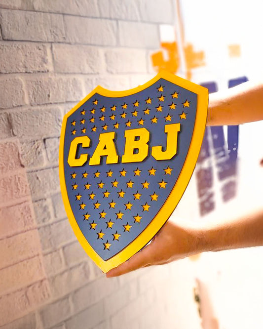 Escudo Boca Junior en MDF colores con relieve para fans 40x40cm