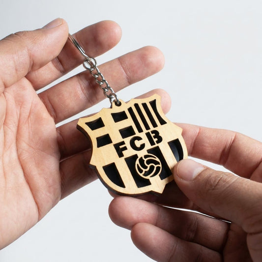 Llavero escudo FC Barcelona en madera