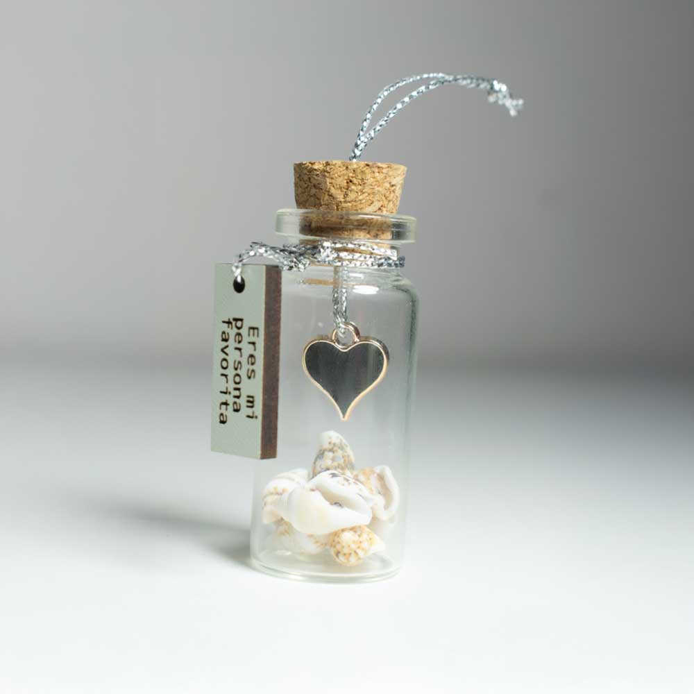 Mini botella con nota grabado y corazón dark