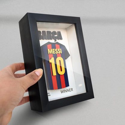 Cuadro Shadow Box de MDF Messi Barcelona 12x17cm + Llavero