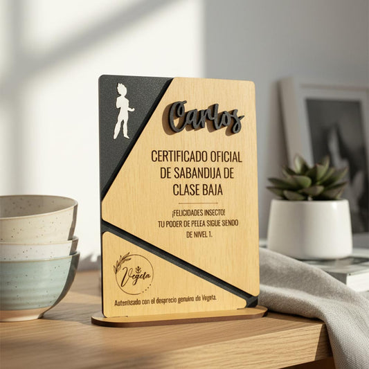 Certificado Oficial de Sabandija de Clase Baja en MDF