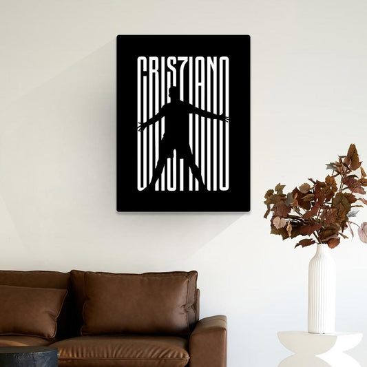 Cuadro decorativo CR7 Cristiano Ronaldo negro y blanco en MDF