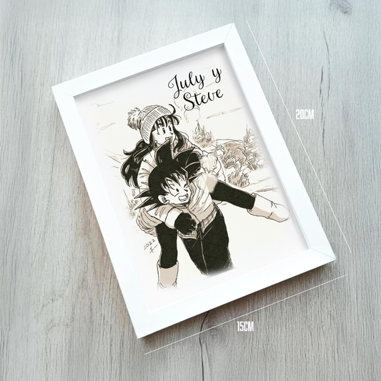Cuadro personalizado Goku y Milk con nombres 15x20cm