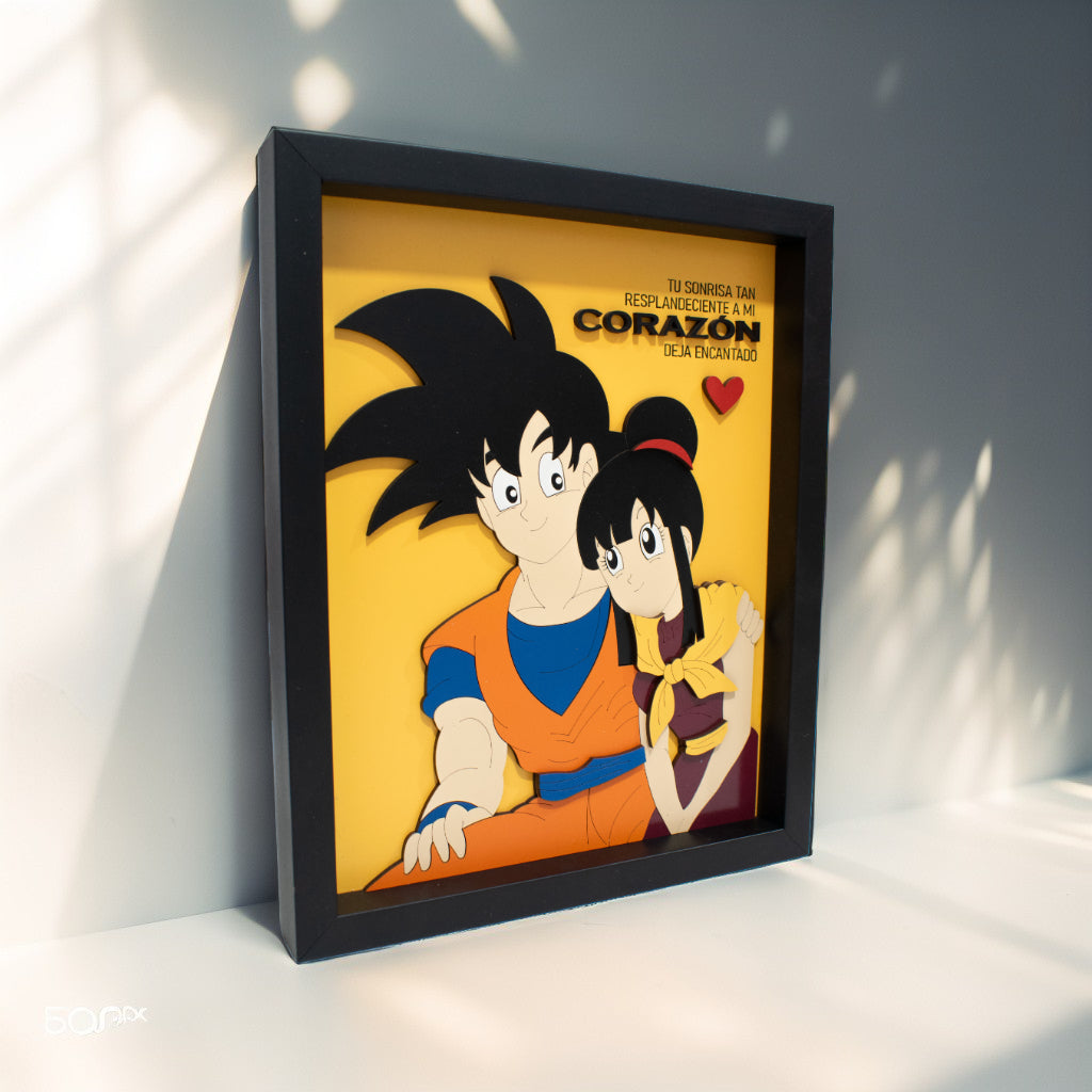 Cuadro para parejas inspirado en Goku y Milk 20x25cm para colgar