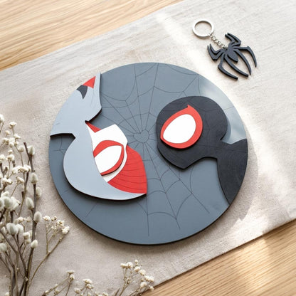 Cuadro Personalizado de Spiderman Miles Morales y Gwen Stacy en MDF - Regalo Perfecto