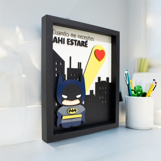 Cuadro 3D Batman "Ahí Estaré" - Regalo Personalizado para Parejas 20x25cm
