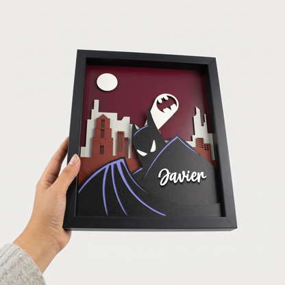 Cuadro 3D Batman Caballero de la Noche + Imán de Regalo (20x25cm)