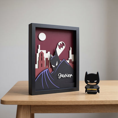 Cuadro 3D Batman Caballero de la Noche + Imán de Regalo (20x25cm)