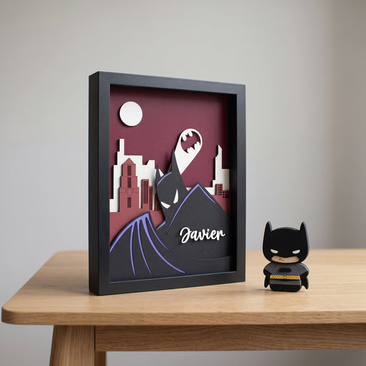 Cuadro 3D Batman Caballero de la Noche + Imán de Regalo (20x25cm)
