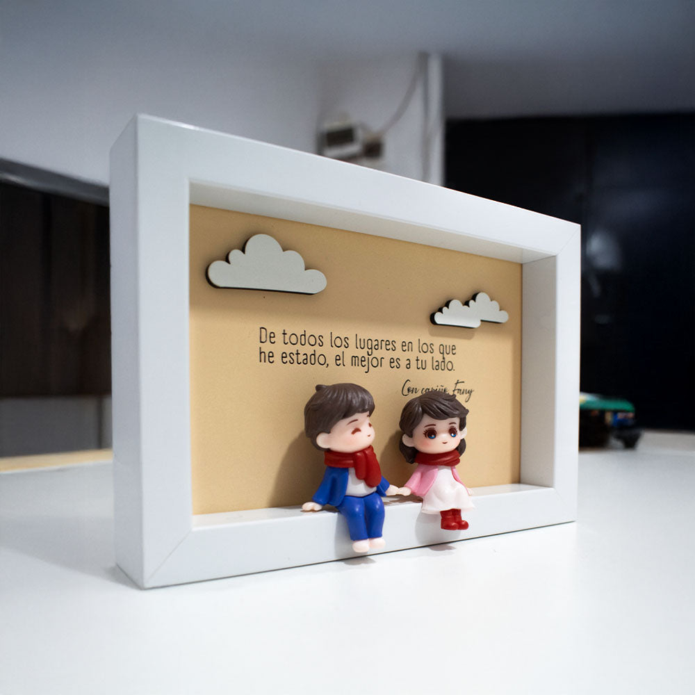 Cuadro 10x15cm con Figuras de Pareja | Personalizado con Frase