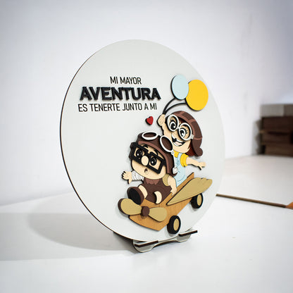 Cuadro MDF Up Mi Mayor Aventura - Regalo Decorativo de Madera 25x25cm