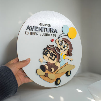 Cuadro MDF Up Mi Mayor Aventura - Regalo Decorativo de Madera 25x25cm