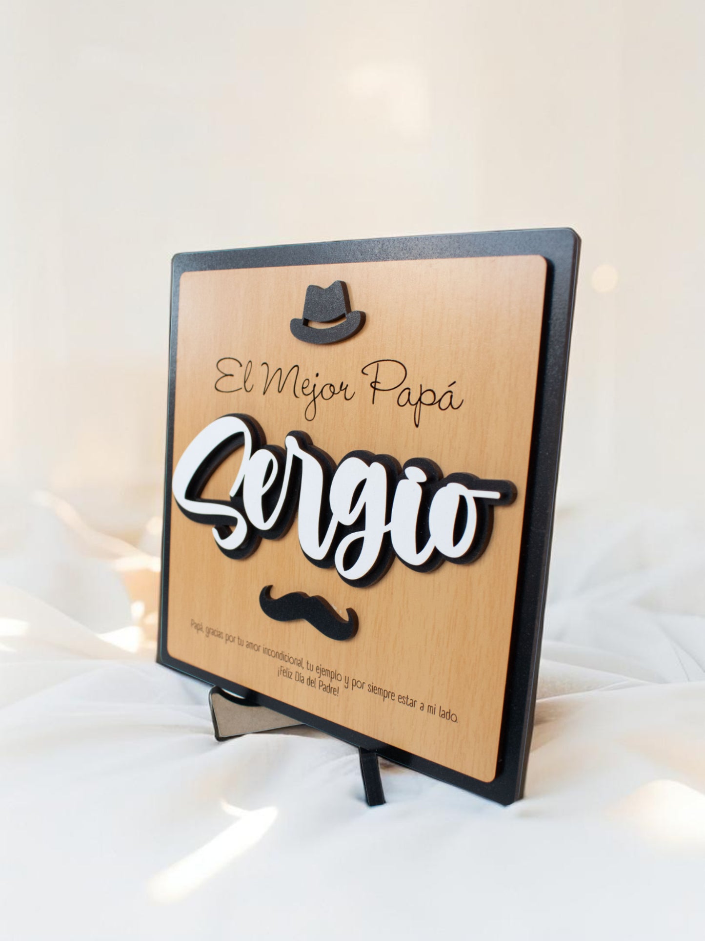 Cuadro personalizado El Mejor Papá con nombre grande para regalo	20x20cm