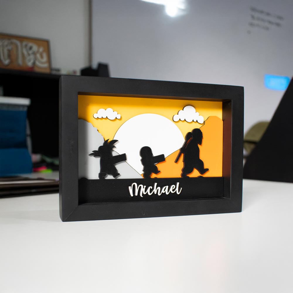 Cuadro decorativo con Goku, Krilin y Roshi en relieve 3D