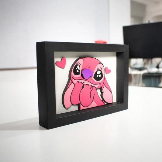 Cuadro decorativo Stitch Rosa con relieves 3D
