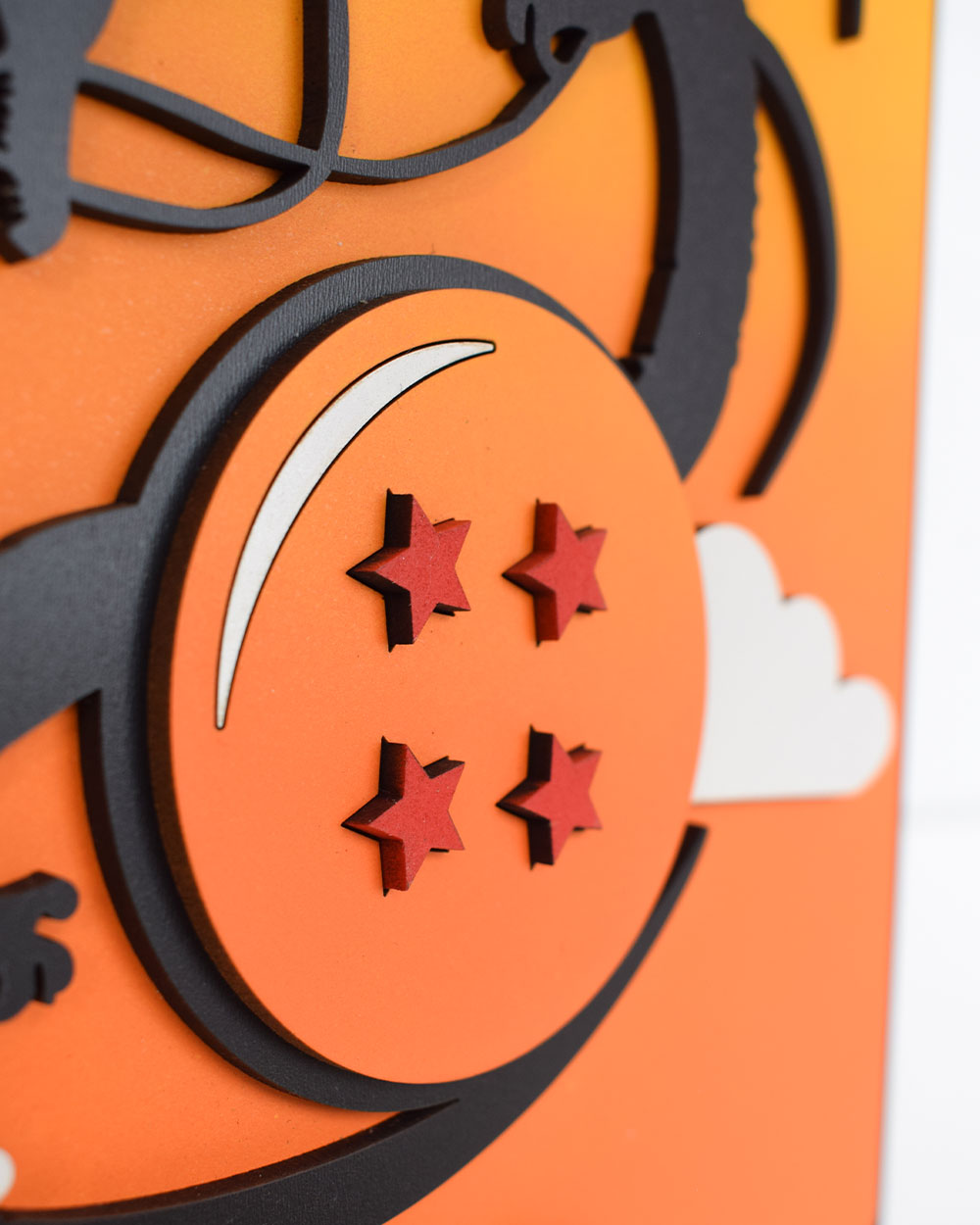 Cuadro MDF personalizado Dragon Ball con esfera de 4 estrellas y dragón Shenlong
