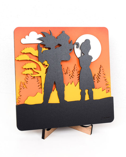 Cuadro personalizado Goku, Gohan y Milk silueta al atardecer para regalo