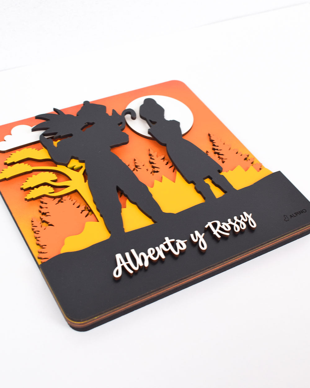 Cuadro personalizado Goku, Gohan y Milk silueta al atardecer para regalo