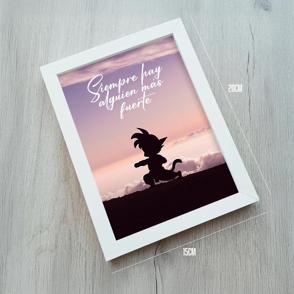 Cuadro para escritorio Goku entregando con frase personalizado 15x20cm
