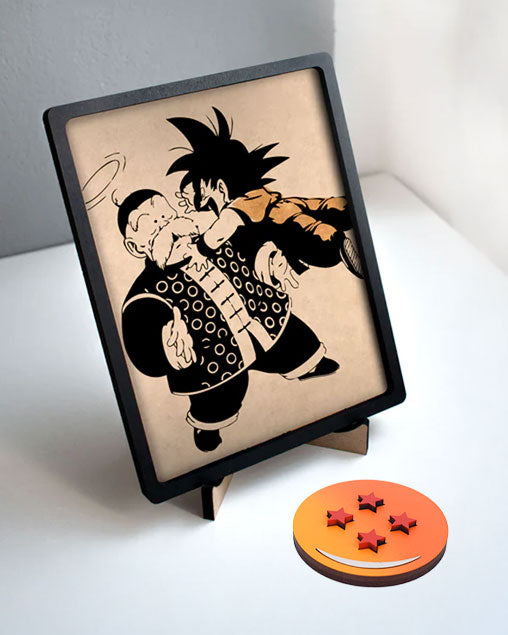 Cuadro de Goku y su Reencuentro con el Abuelo Gohan en MDF para Escritorio