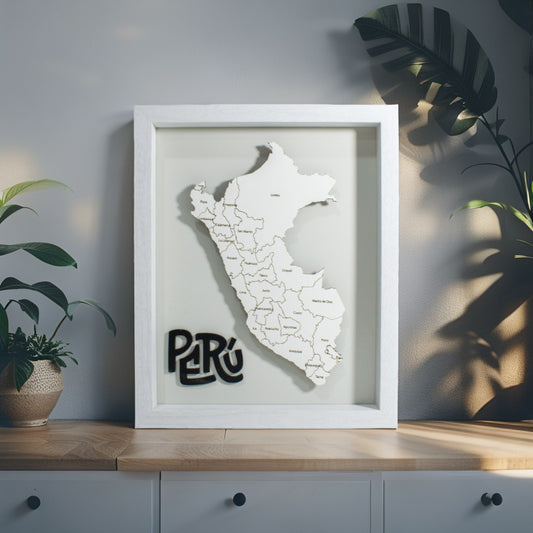 Cuadro Mapa del Perú Político - Relieve 3D con Corte Láser 20x25cm