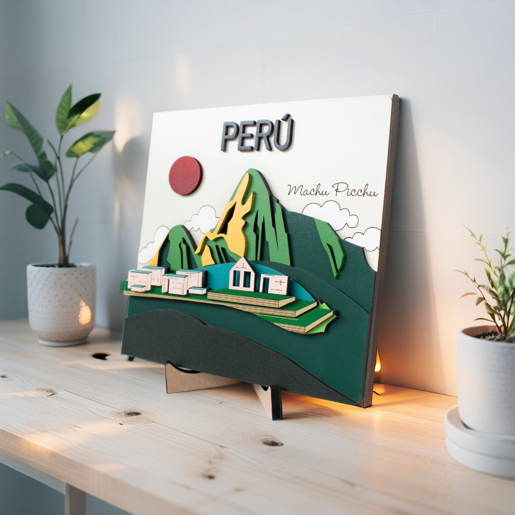 Cuadro MDF Machu Picchu Maravilla del Perú 20x20cm escritorio
