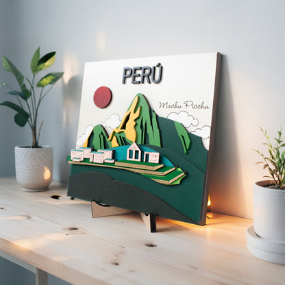 Cuadro MDF Machu Picchu Maravilla del Perú 20x20cm escritorio