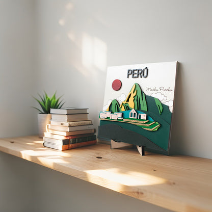 Cuadro MDF Machu Picchu Maravilla del Perú 20x20cm escritorio