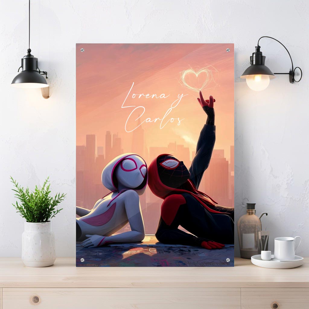 Cuadro personalizado pareja Spiderman y Gwen Stacy | Acrílico A4