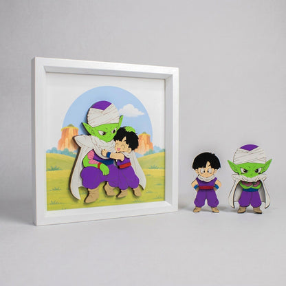 Cuadro 3D Maestro y Alumno en Relieve 20x20cm | Cuadro en Madera Vínculo de Guerreros
