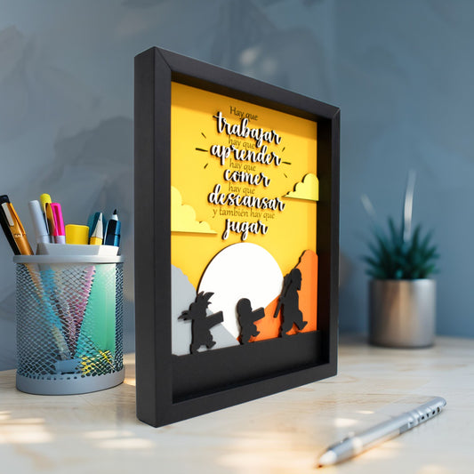 Cuadro 3D en Madera "La enseñanza del Maestro" con Corte Láser 20x25cm