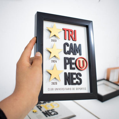 Cuadro tri campeón Universitario 15x20cm sin vidrio