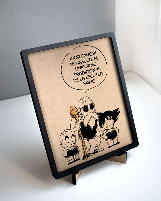 Cuadro de Goku, Maestro Roshi y Krilin en MDF para Escritorio - Un Clásico de Dragon Ball