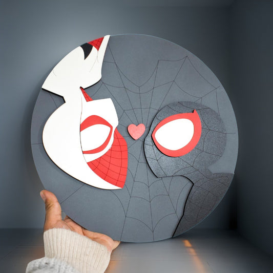 Cuadro Personalizado de Spiderman Miles Morales y Gwen Stacy en MDF - Regalo Perfecto