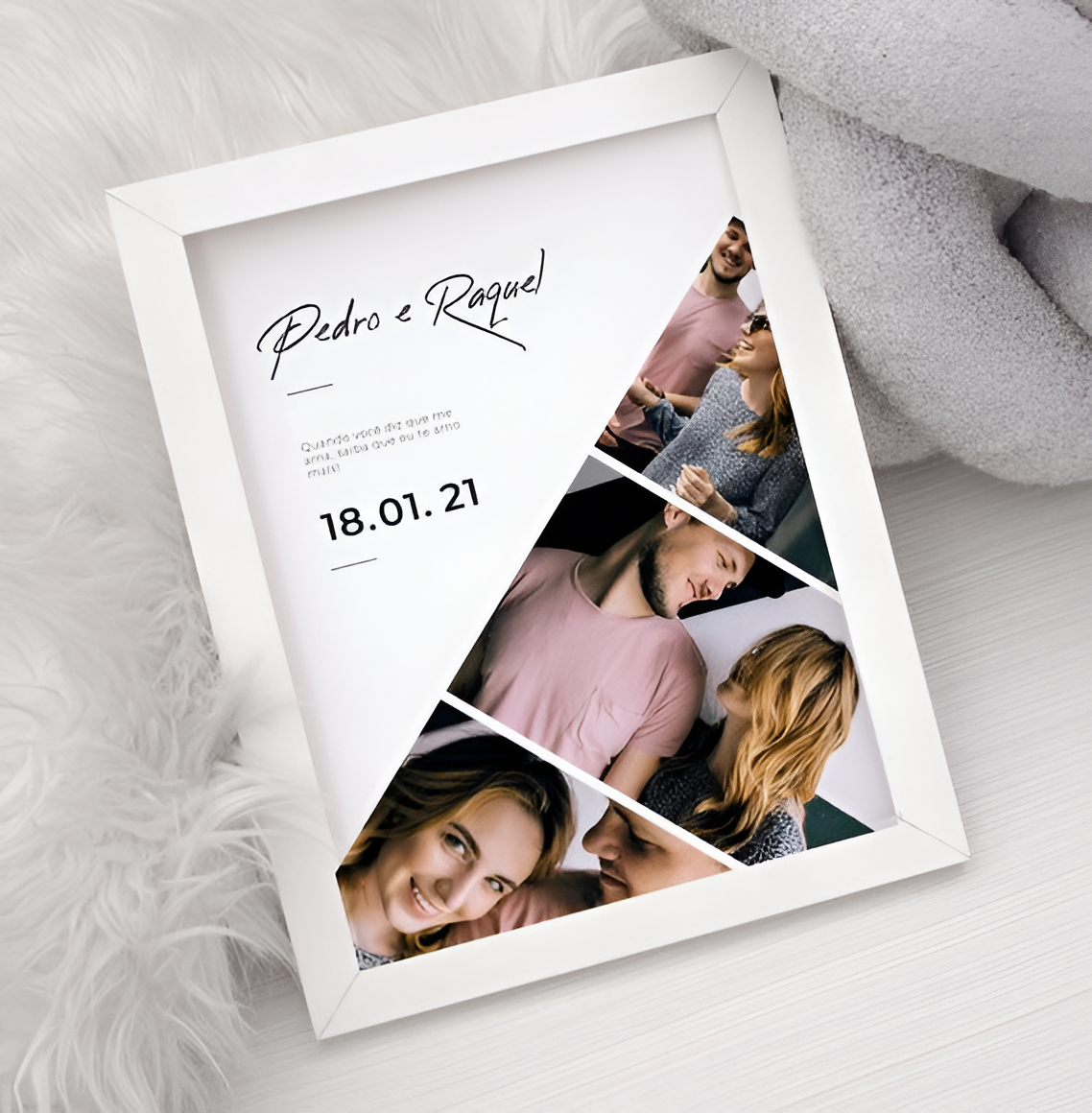 Cuadro personalizado parejas marco blanco 15x20cm